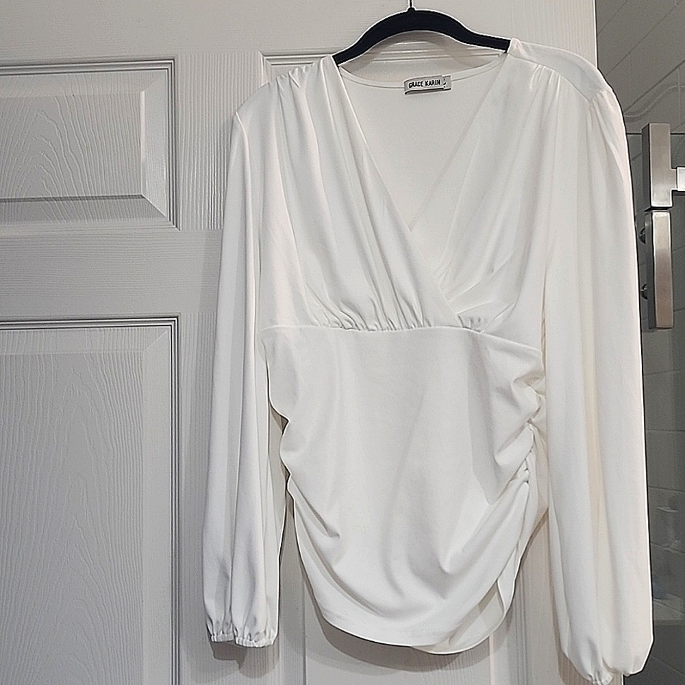 White Size Large Long Sleeve Top